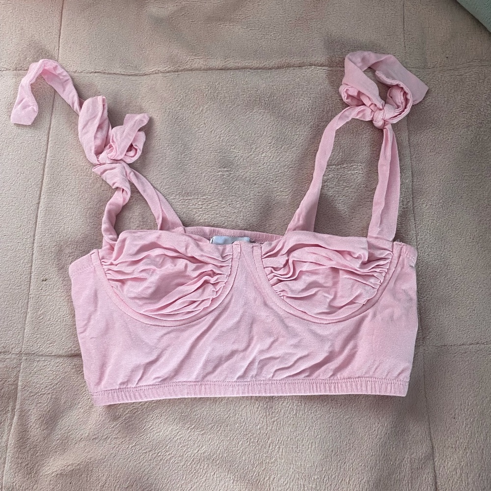 Pink tie cropped tank